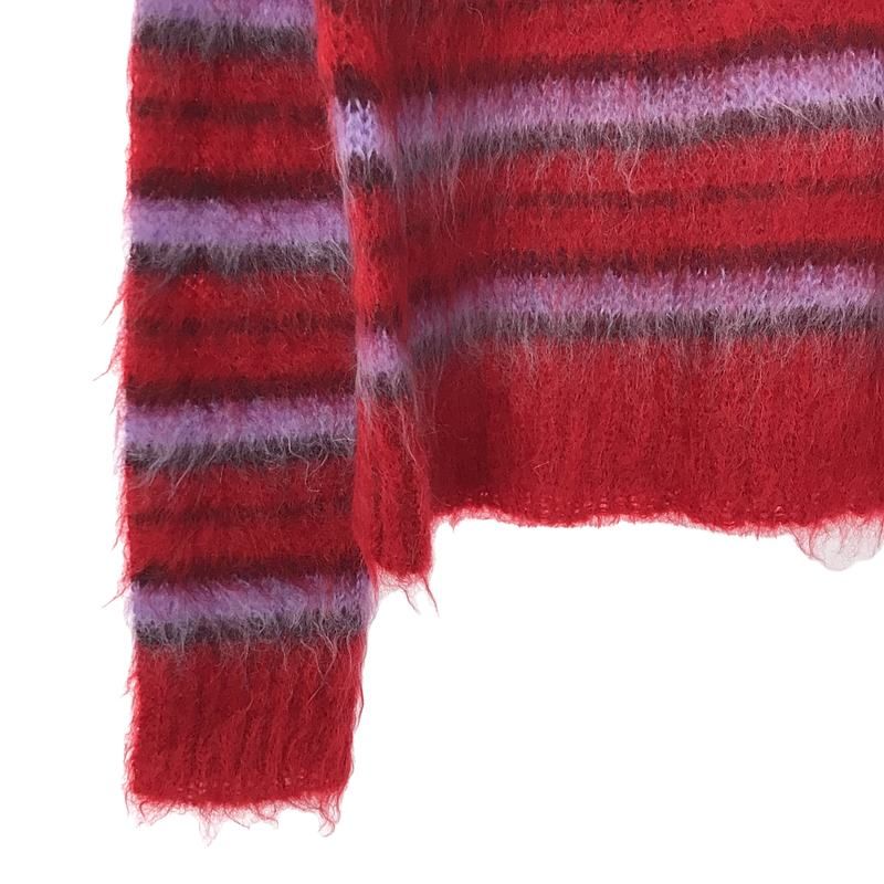 MARNI - 【美品】  MARNI / マルニ | 2021AW | Fuzzy Wuzzy MOHAIR ブラッシュドモヘア ボーダー クルーネックニット | 40 | レッド / パープル | レディース 美品】 MARNI / マルニ | 2021AW | Fuzzy Wuzzy MOHAIR