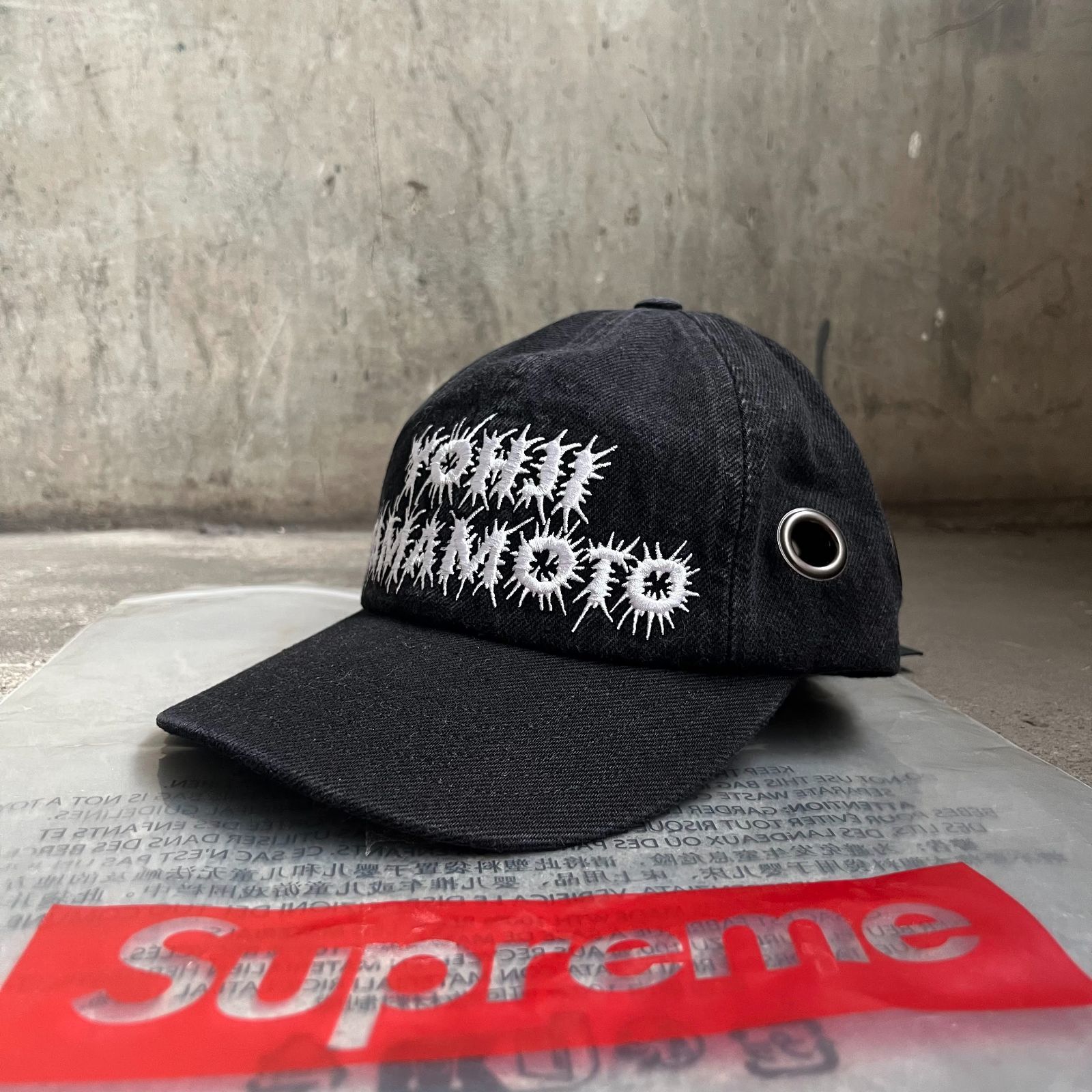 Y's × Supreme 25aw GROMMET 6-PANEL CAP WASHED BLACK ワイズ
