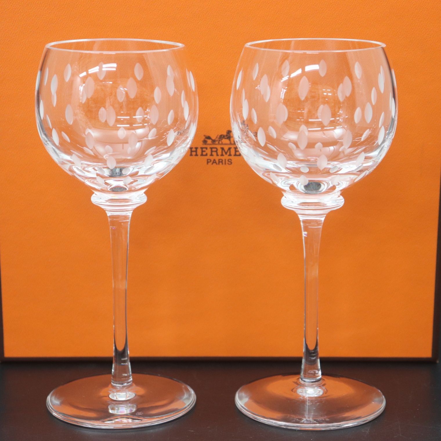 エルメス HERMES ワイングラス ファンファーレ ペア ドット 2客