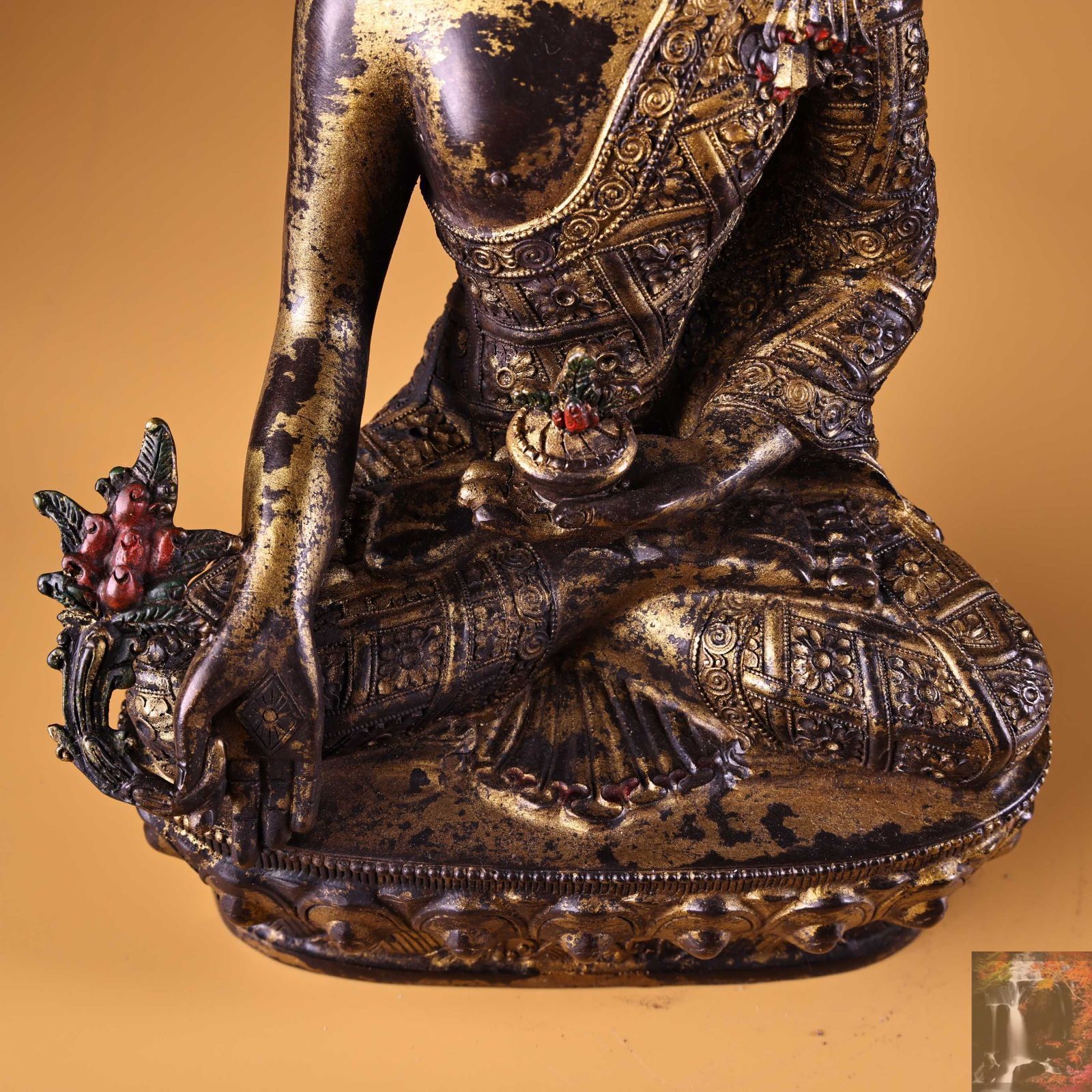 骨董*珍藏*銅製彩繪*如意觀音像】古仏像 密宗密教 鎮宅 古美術品