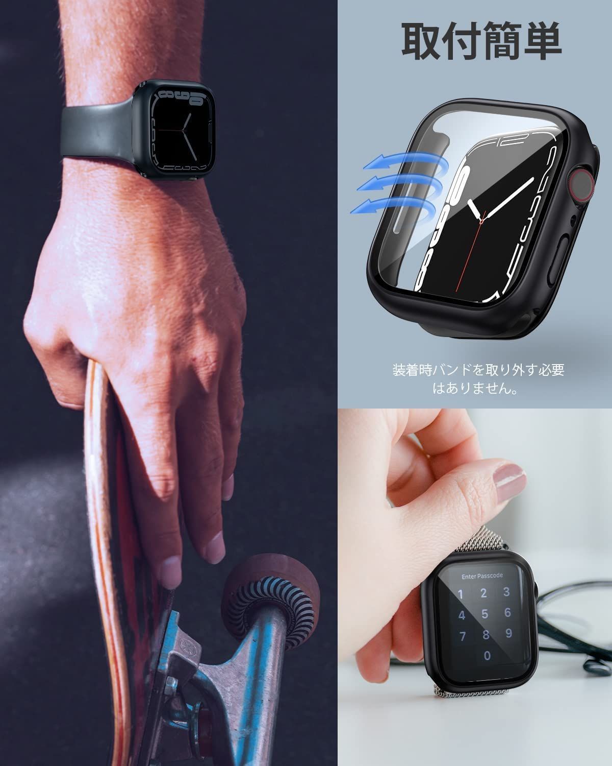 特価商品】apple 一体型 watch ガラスフィルム 用 水泳・スポーツ専用 カバー 360フルボディ防水 バンド アップルウォッチ  360度全面防水 ケース ケース Apple Apple Watch Series Watch 9/8/7 for 45 - メルカリ