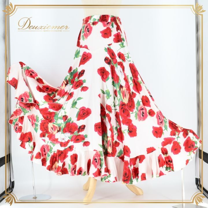 美品】チャコット 社交ダンス リバーシブル ラップスカート 2WAY 黒 赤