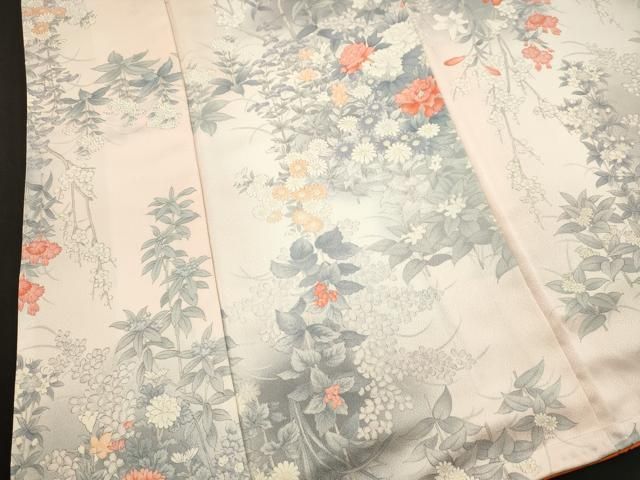 正絹 小紋 袷 家風景柄