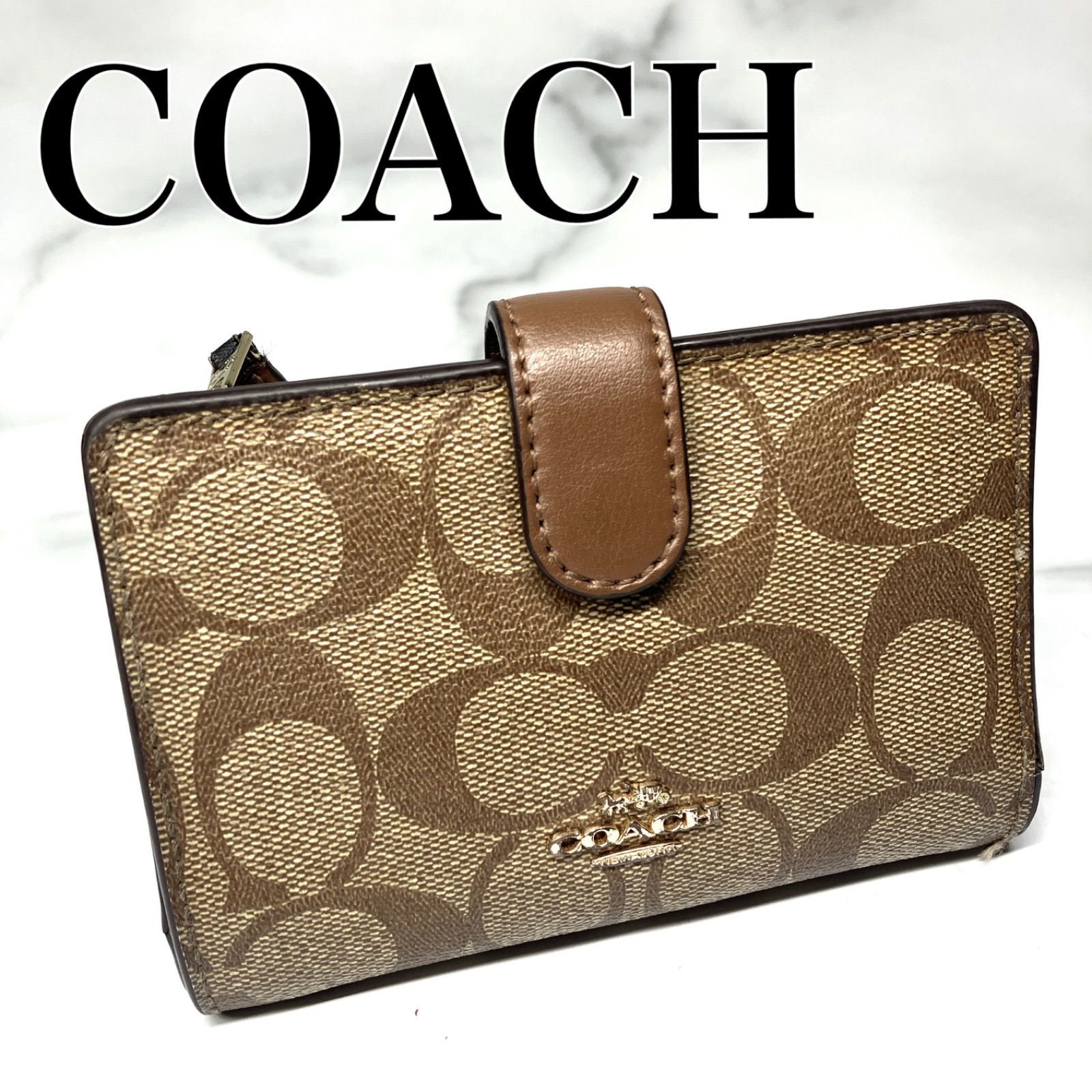 約95×105×2本体重量新品 コーチ COACH 2つ折り財布 スモール ウォレット ブラウン 茶色