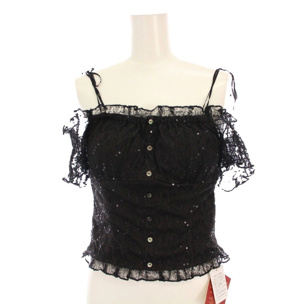 ミーアンドミークチュール me - me couture MANYWAYフルールレーストップス ブラウス スパンコール F 黒 122550014 YM