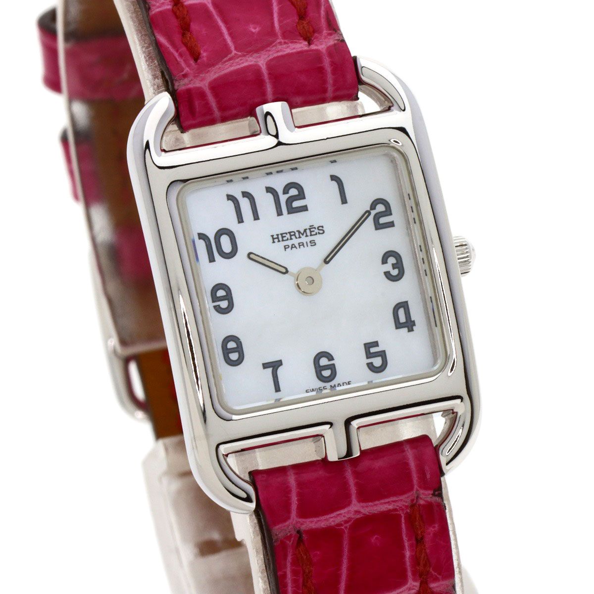 HERMES エルメス CC1.190 ケープコッドミニ 腕時計 K18WG 革