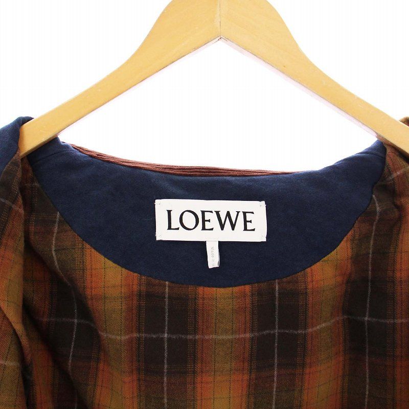LOEWE ロエベ ジャケット ウール ロゴパッチ タータンチェック 新品・レア】LOEWE ロエベ チェック柄 パデッドシャツ ダウン