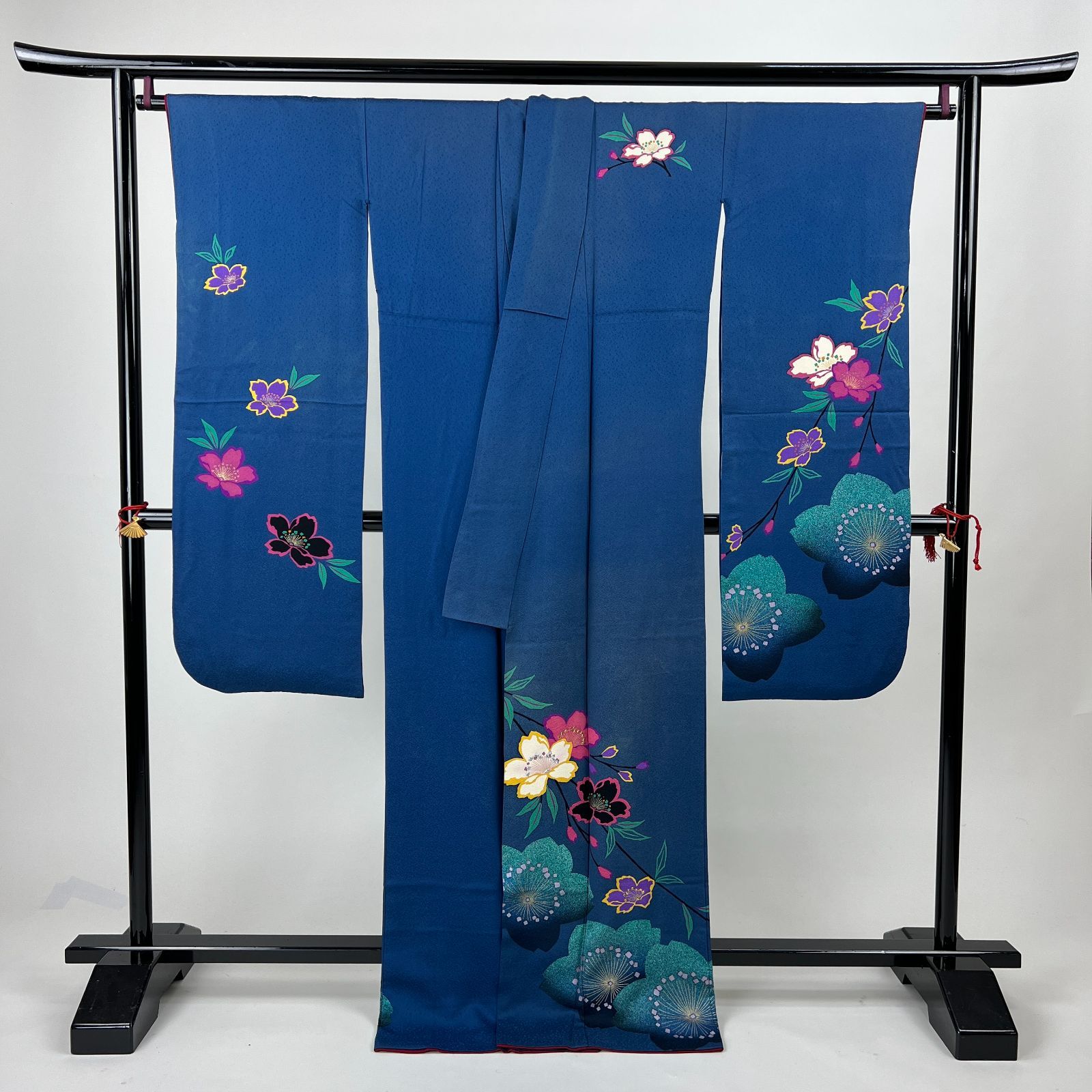 中振袖 振袖 正絹 中古品 青色 青緑 3S678 HZYA044000 振袖 青緑