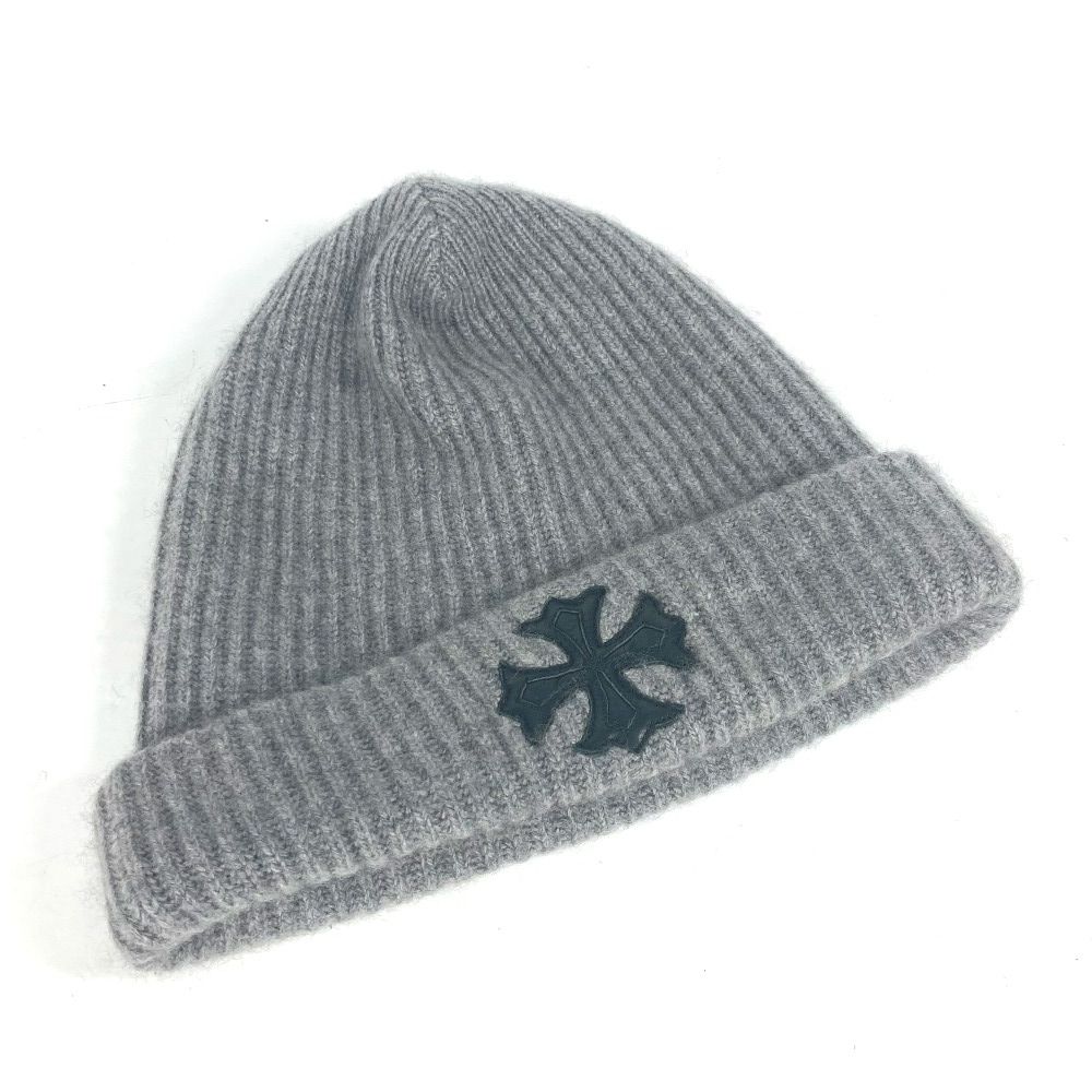 m*k様 クロムハーツ　グレー ニット帽 クロス刺繍 ビーニー　定番　人気。 m*k様 クロムハーツ グレー ニット帽 クロス刺繍 ビーニー 定番 人気。