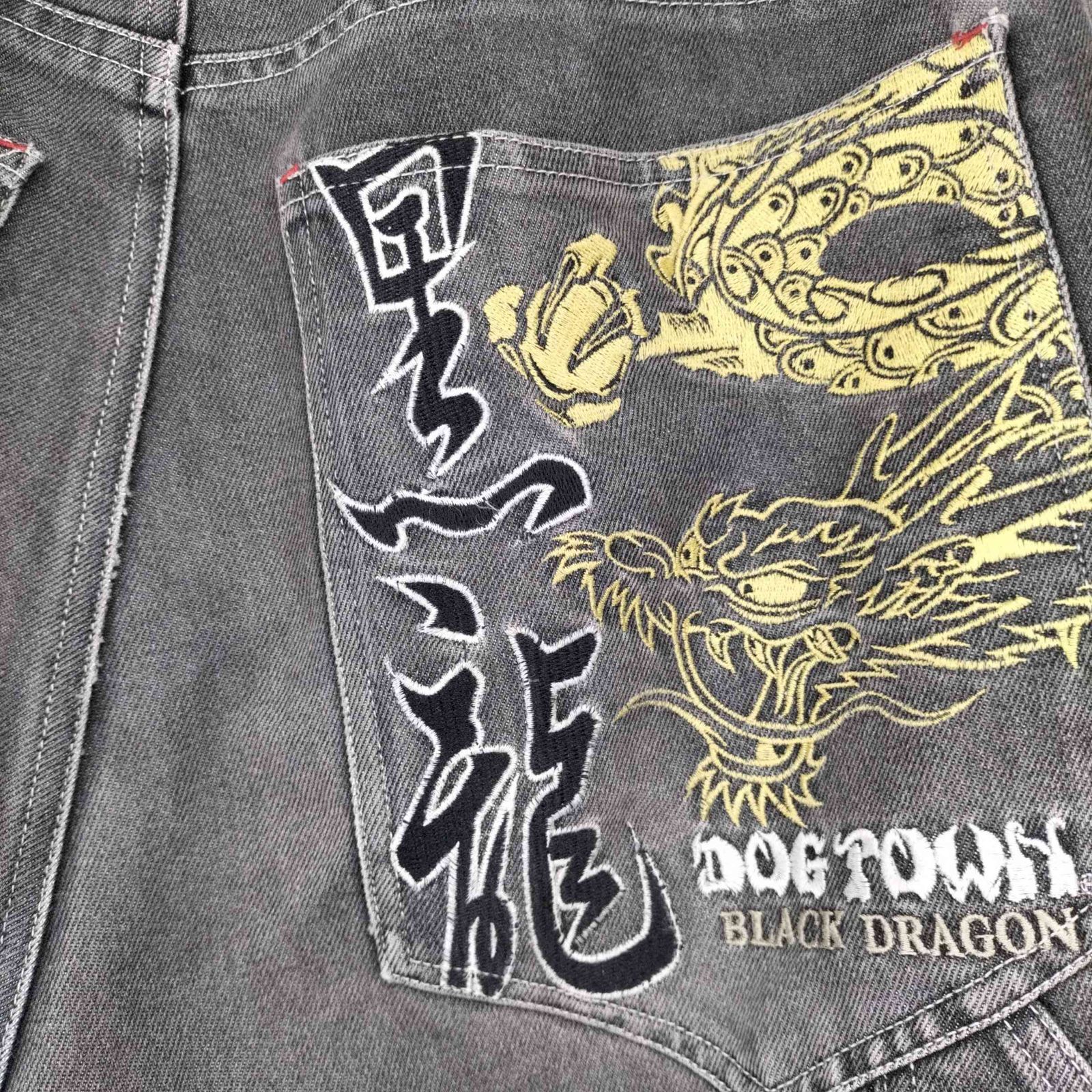 ドッグタウン DOG TOWN バギーペインターデニムパンツ 黒龍 刺繍 