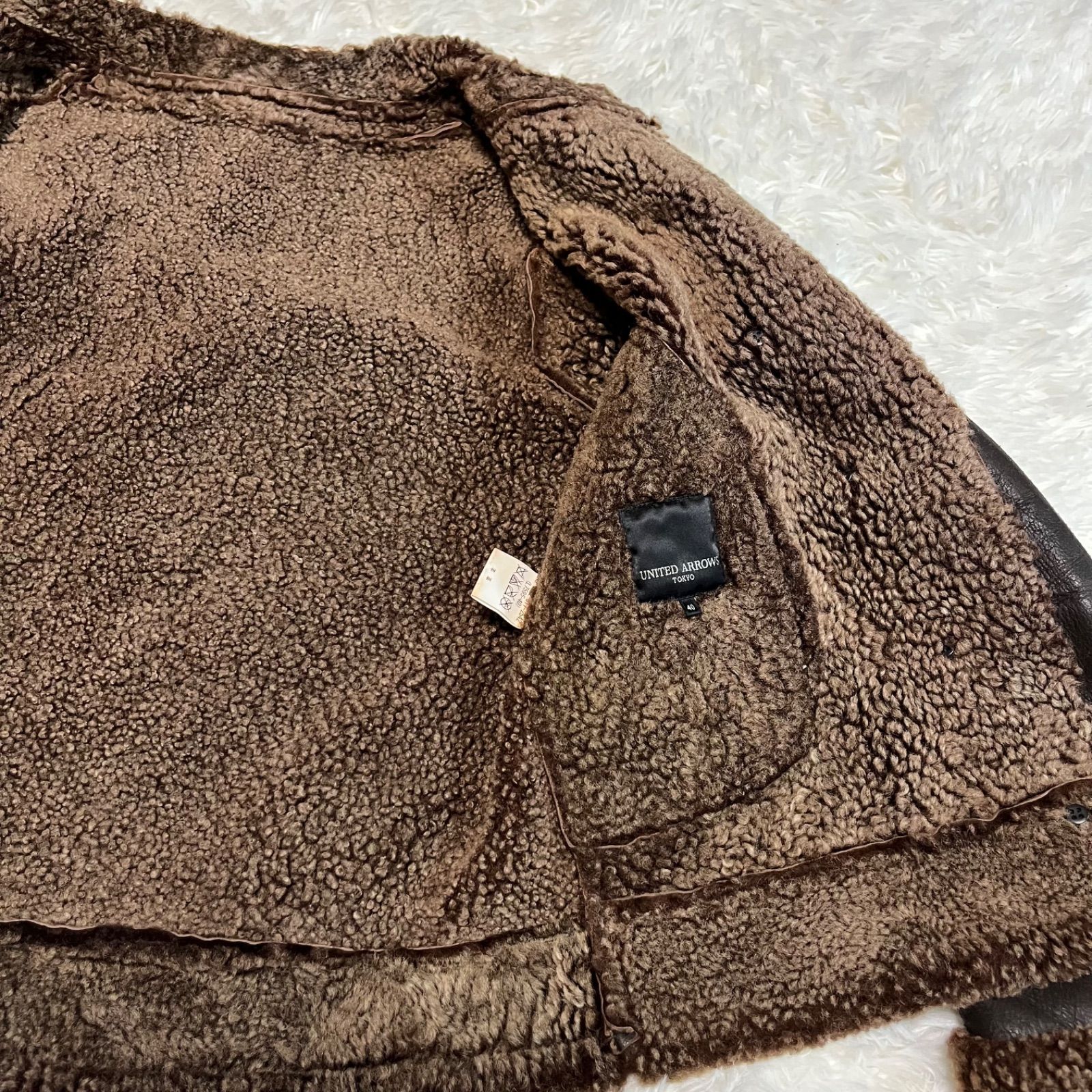 ユナイテッドアローズ ラムレザージャケット ムートン襟【状態良好】L メンズ ユナイテッドアローズ ラムレザージャケット ムートン襟【状態良好】L