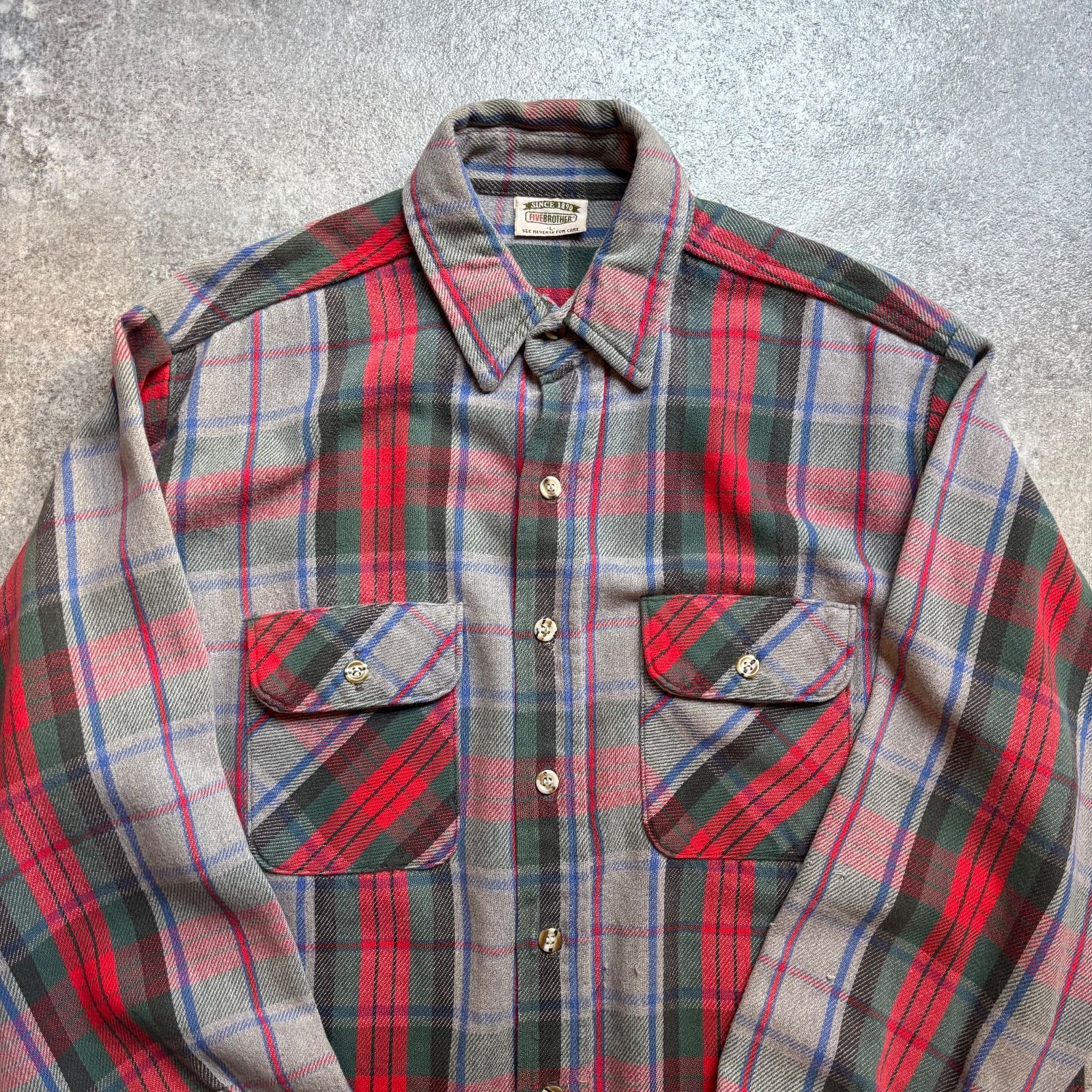 90年代 FIVE BROTHER ファイブブラザー チェック ヘビーネルシャツ ヘビネル