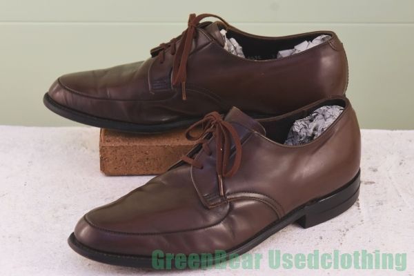 S146 USA製 Uチップシューズ ビンテージ 良い味 茶 ブラウン メンズ 8.5E 3E 26.5cm