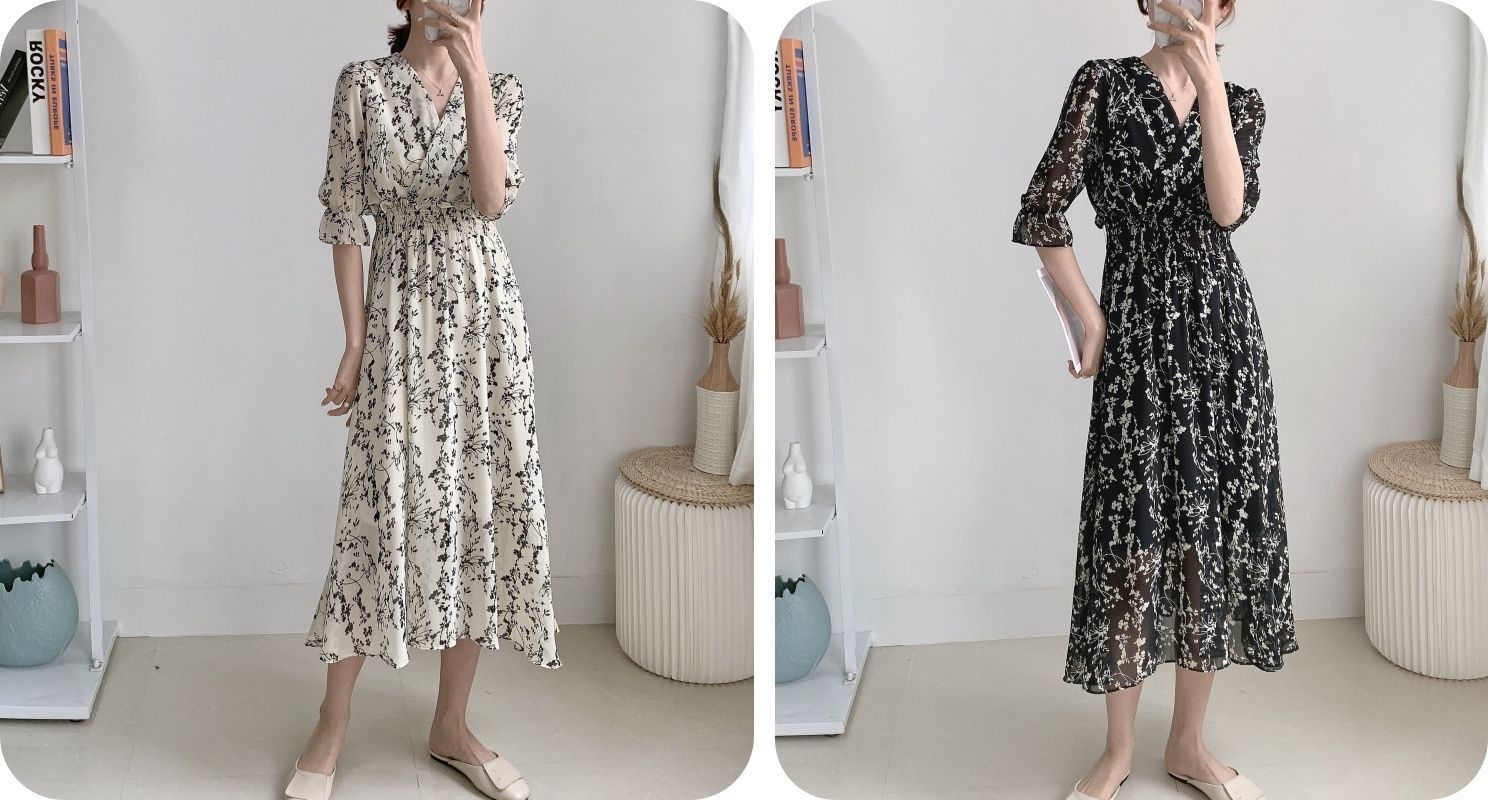 ワンピース レディース Vネック ワンピ ロング ロングワンピース 着痩せ おしゃれ 体型カバー カジュアル お出かけ おしゃれ シンプル 上品 大人 旅行 着痩せ 夏 chaoliu131