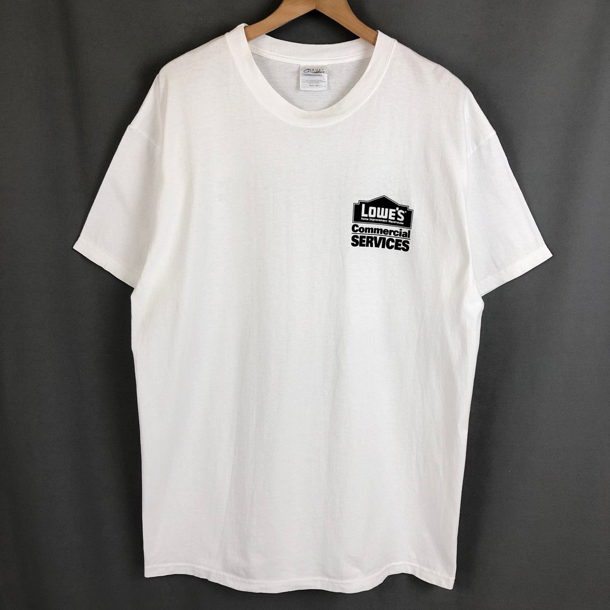 【古着】 ロゴプリントTシャツ LOW'S ロウズ ホームセンター ホワイト系 メンズL 【中古】 n020024