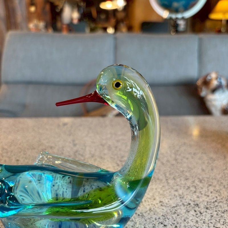MultiGlass マルティグラス　ガラスアヒル 約30cm レトロ MultiGlass マルティグラス 鳥 約15cm ガラス 置物 水鳥 トリ