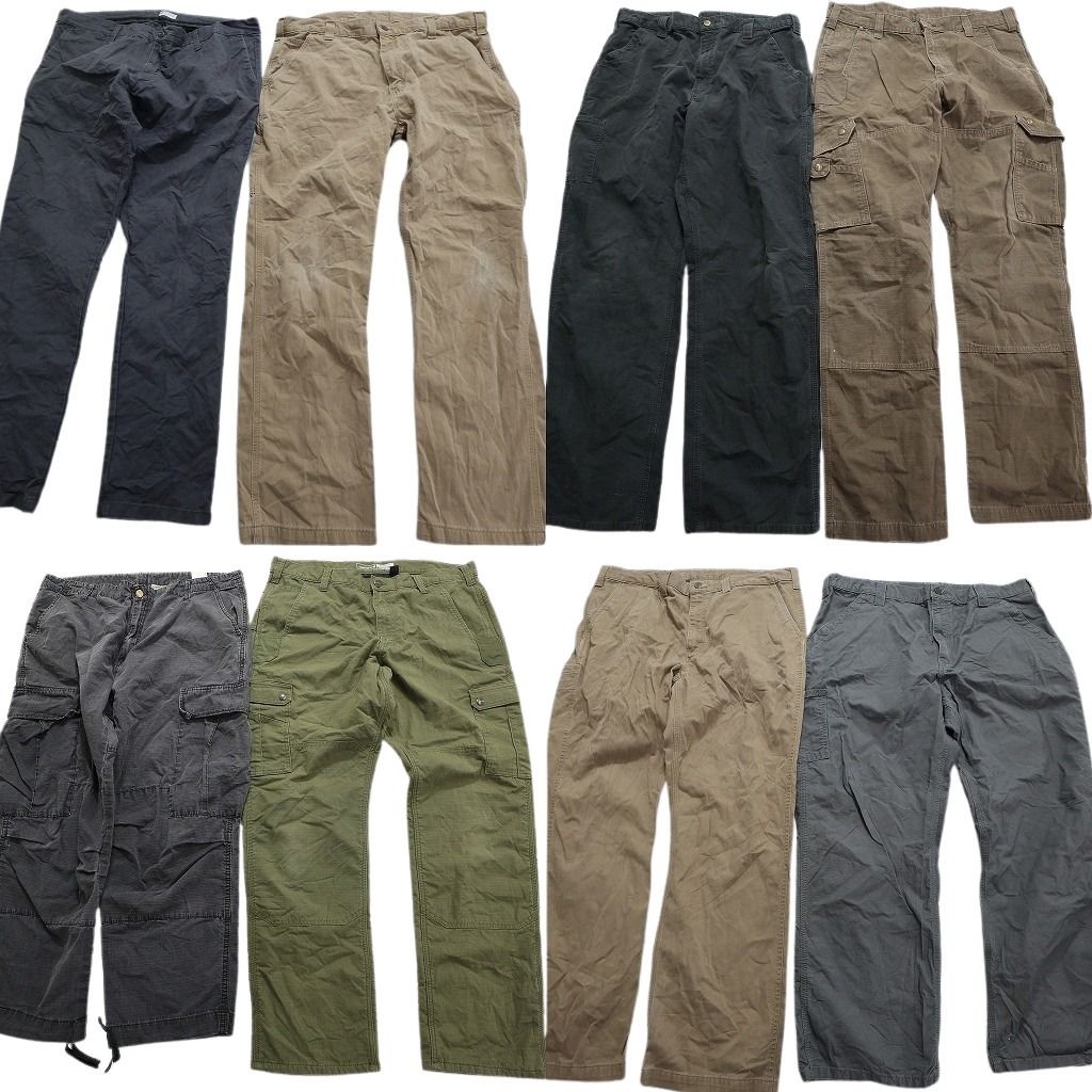 古着卸 カーハート Carhartt パンツ 8枚セット メンズ 38 |40 カーキ ブラック ベージュ カーゴパンツ 古着 NA2009