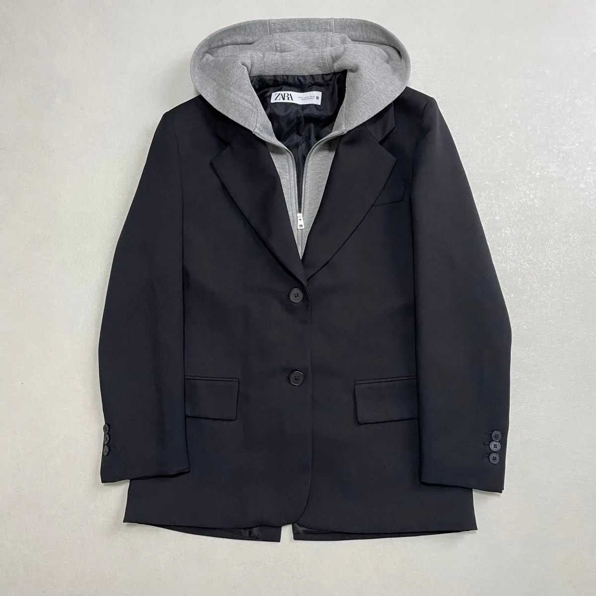 【極美品】ZARA ザラ　完売品コンビブレザーフード　ブラック　S 2026年最新】コンビブレザーフードの人気アイテム - メルカリ