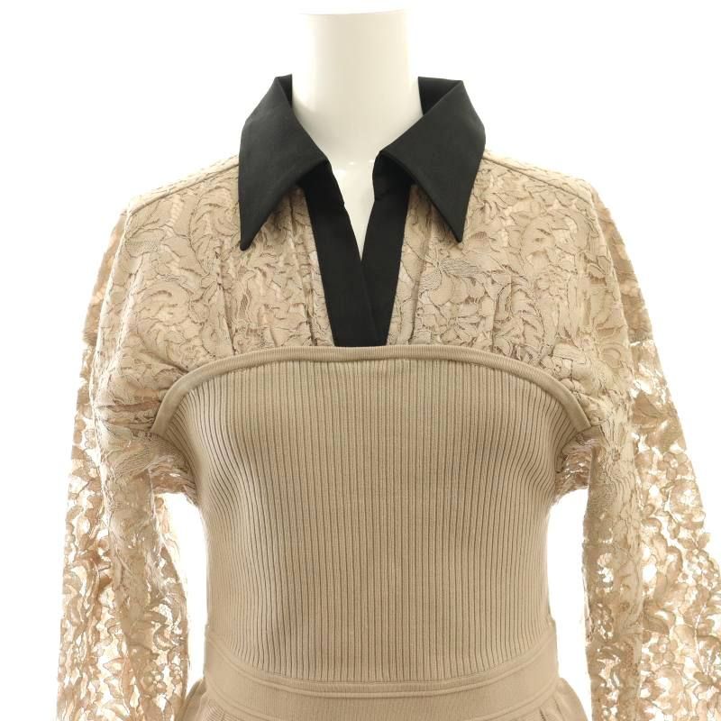 23AW♡グレースコンチネンタル レースレイヤードニットワンピース 36 レースレイヤードニットワンピース / GRACE CONTINENTAL | GRACE