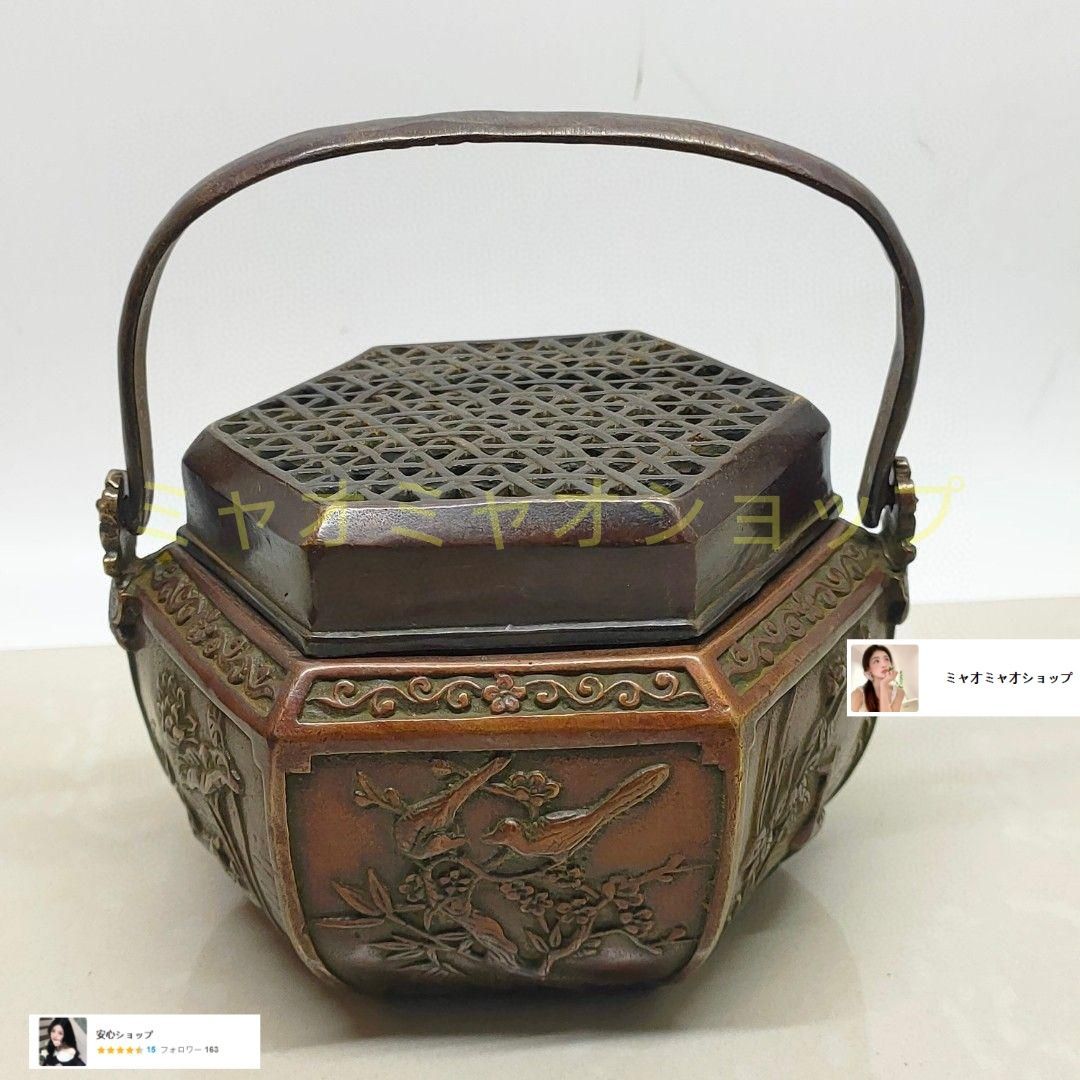 銅器 浮彫騰竜提梁暖手炉 香炉 香具 装飾品 工芸品 置物 銅器 浮彫騰竜提梁暖手炉 香炉 香具 装飾品 工芸品 置物 - メルカリ