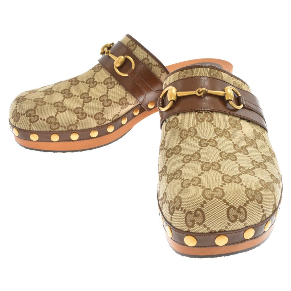 GUCCI (グッチ) 22AW 699187 ホースビット GG柄 ブラウン サンダル