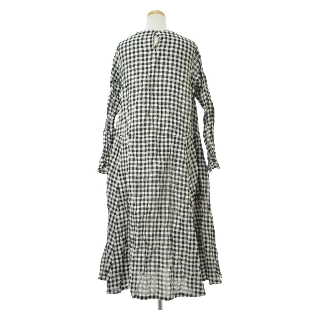 45rpm/45R】クシュクシュギンガムチェックのドレス ロング長袖  