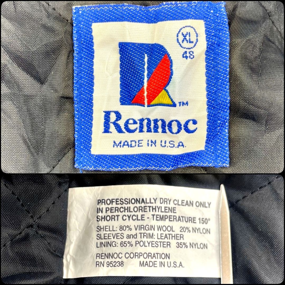 80s Rennocレノックアメリカ古着レザーワッペン刺繍 スカジャン 80s Rennocレノックアメリカ古着レザーワッペン刺繍 スカジャン