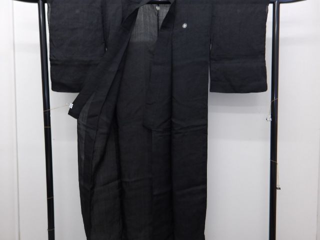 麻着物、古布 楽布〕P34251 古い 本麻 紋付き 着物 女物 古布古裂 k - メルカリ