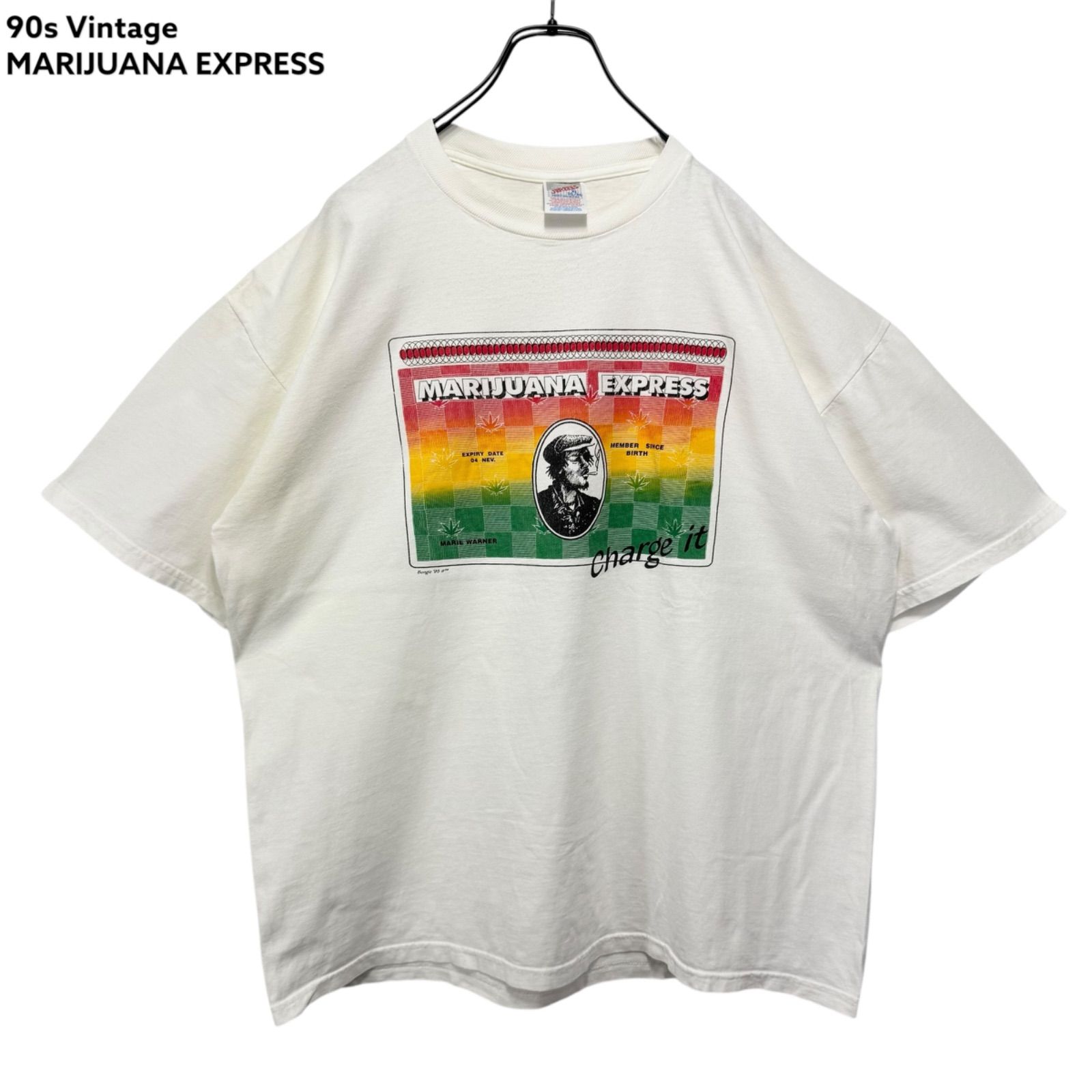 90s vintage MARIJUANA EXPRESS AMEX-Like Parody Print T-shirt Tee 