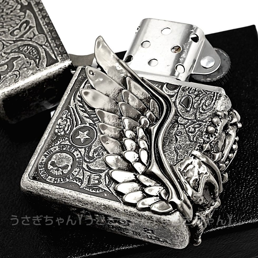 zippo☆フォーチュンヘッド☆アンティークシルバーバレル☆ジッポ