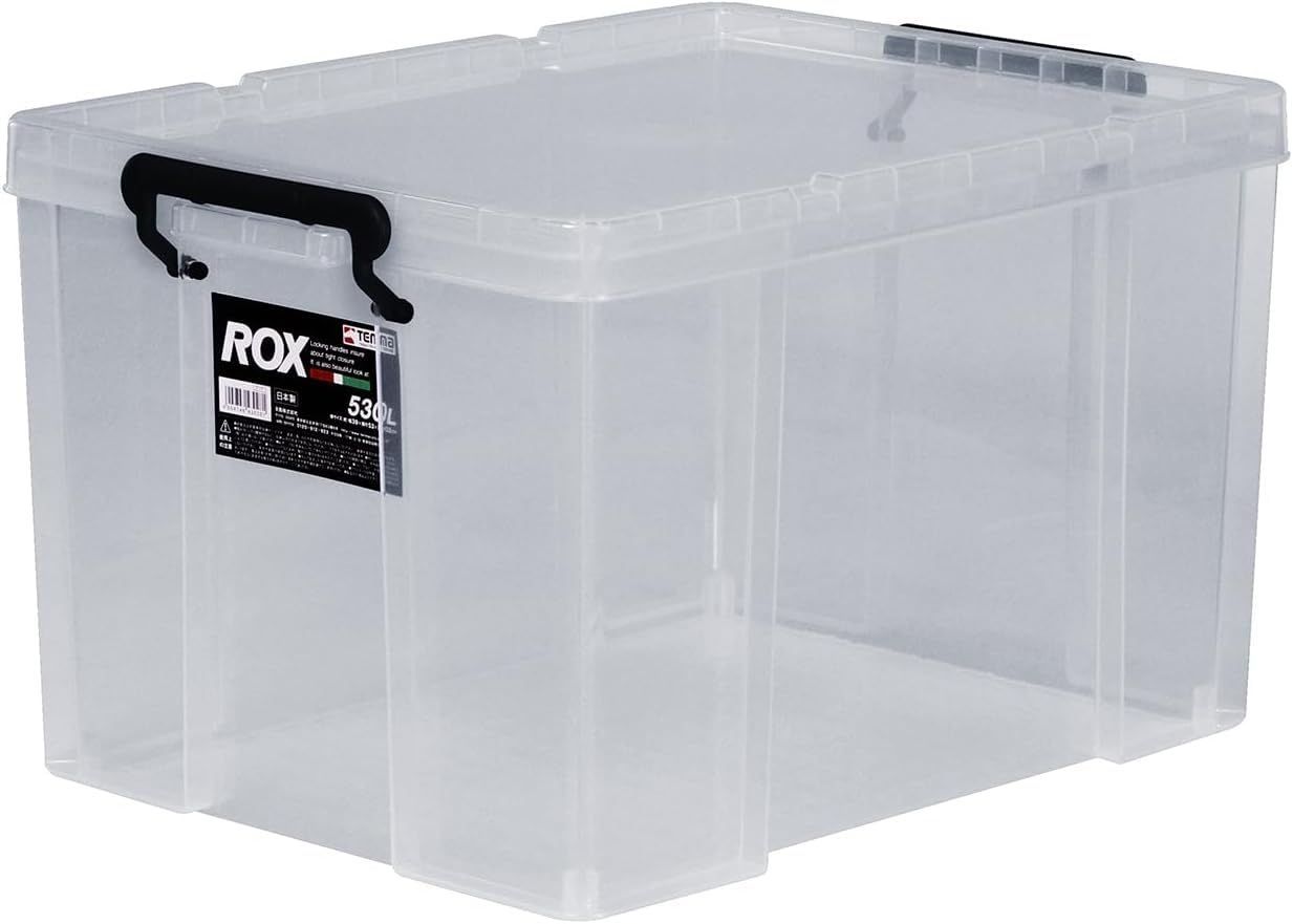 【人気商品】【幅39×奥行53×高さ32cm】 ROX プラケース 衣装ケース 頑丈 コンテナボックス クリアケース 530L ロックス 防災 日本製 耐久性に特化した収納ボックス 天馬