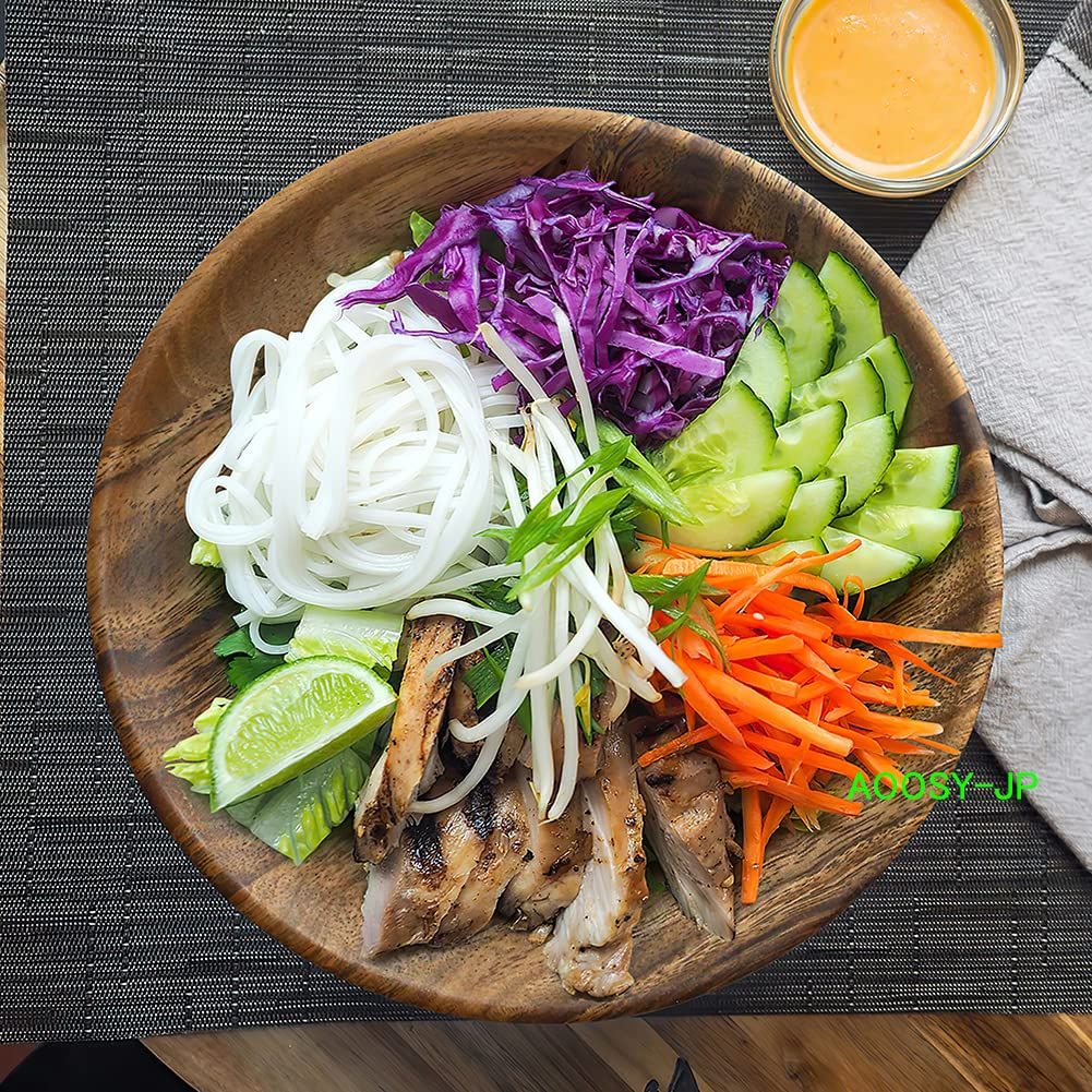 AOOSY プレート4枚 ディナープレート ウッドプレート 直径25cm カレー皿 パスタ皿 天然木製 丸型 大 トレイ 和食のり皿 パン デザート トレー ナチュラル ランチプレート おしゃれ ビッグサイズ皿 大きいトレイ業務用