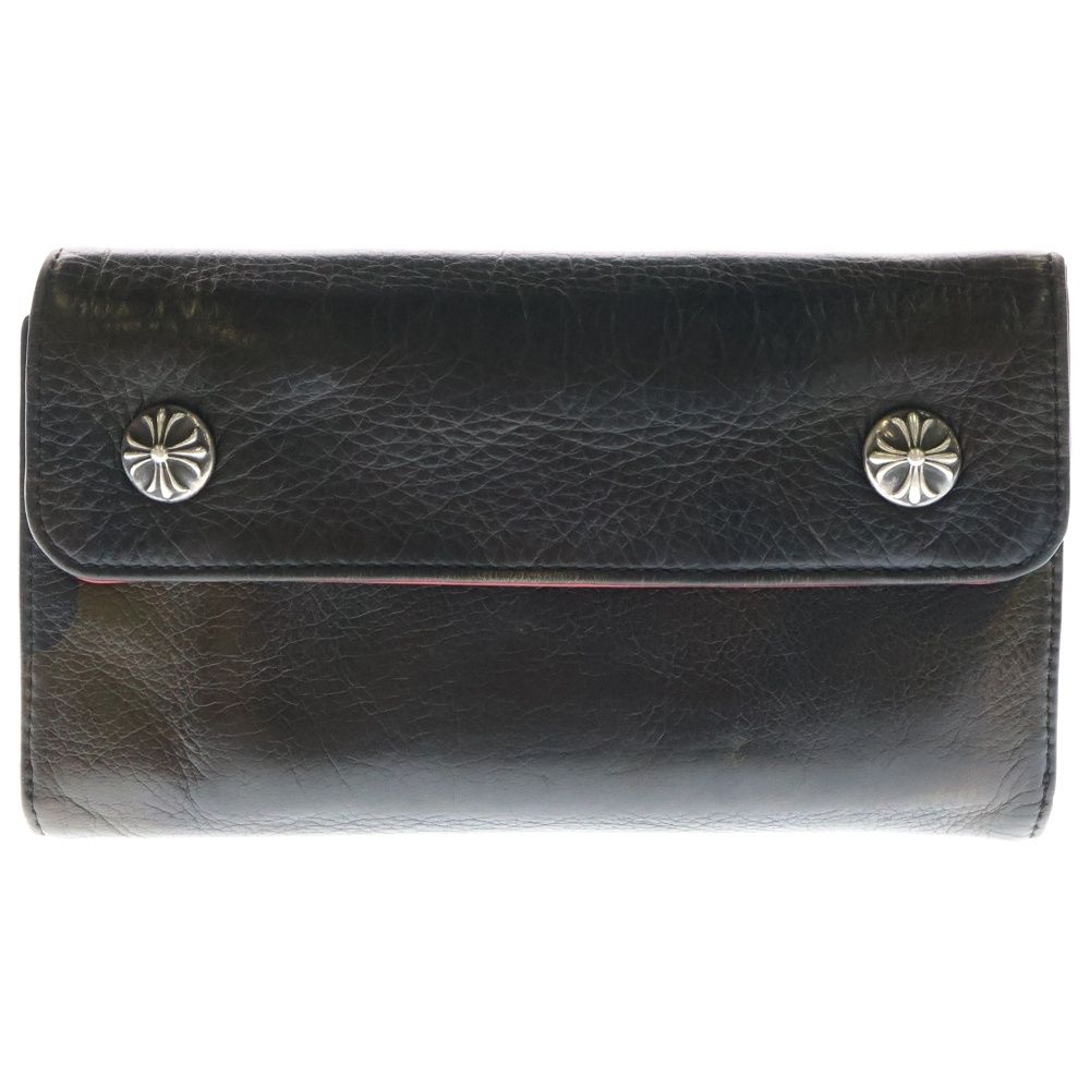 CHROME HEARTS クロムハーツ WAVE ウェーブ レザーウォレット 財布 ブラウン|レッド BCA375