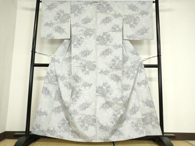 平和屋着物▽上質な紬 単衣 樹林文 正絹 DAAV5956az