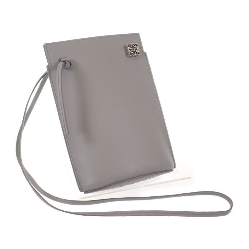 LOEWE ダイスポケット ショルダーバッグ クラシックカーフスキン グレー シルバー金具 レディース