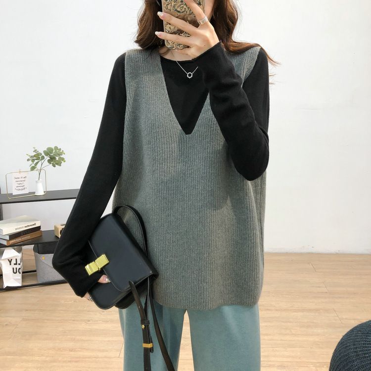 ニット セーター 「L」「カタログ掲載品」「ウォッシャブル」ハイゲージカラーVネックニットベスト レディース セール】 ウォッシャブルウールミドルゲージVネックセーター