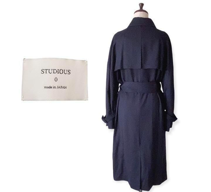 STUDIOUS クラウンボリュームトレンチ お洒落 こなれ感 ネイビー SIROKUMA-CORPORATION_COM