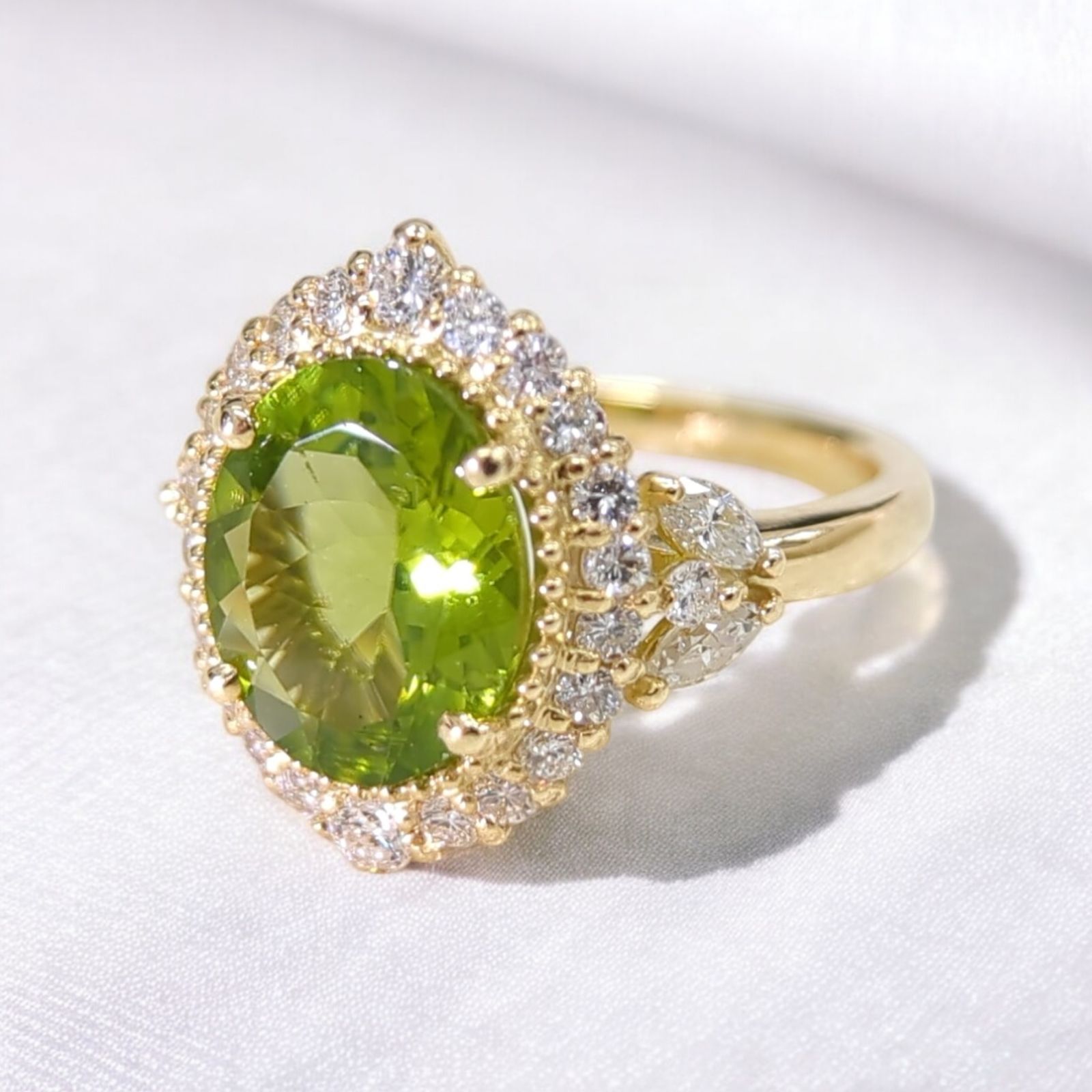 K18YG ペリドット 3.97ct ダイヤモンド リング 指輪 peridot K18YG ペリドット 3.97ct ダイヤモンド リング 指輪 peridot