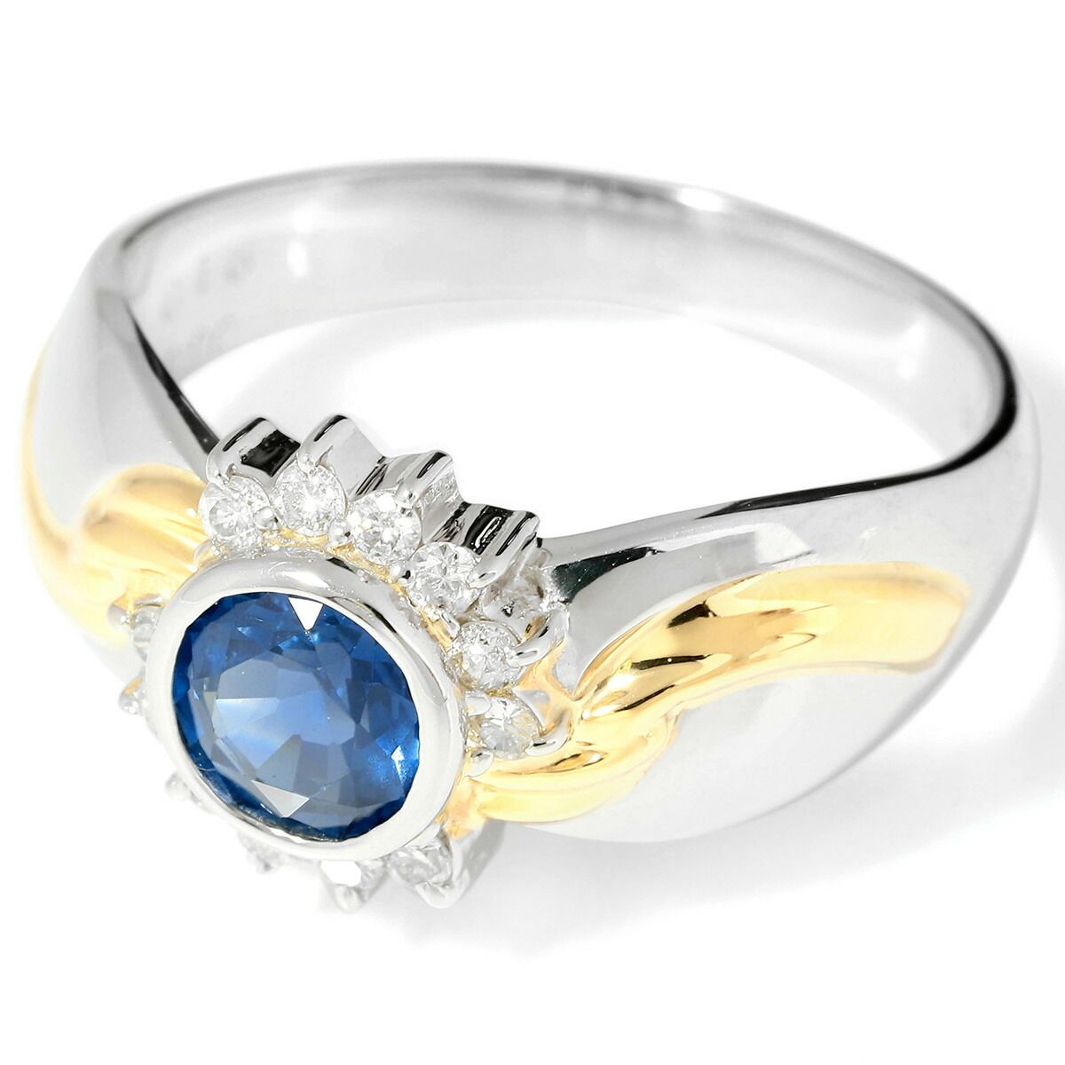 リング 指輪 サファイア 0.9ct ダイヤモンド Pt900 15号 中古  