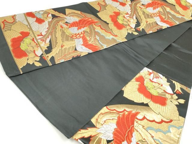 ますいわ屋　振り袖　セット　黒地　古典柄　金彩　唐織袋帯　豪華　137 ますいわ屋 振り袖 セット 黒地 古典柄 金彩 唐織袋帯 豪華 137