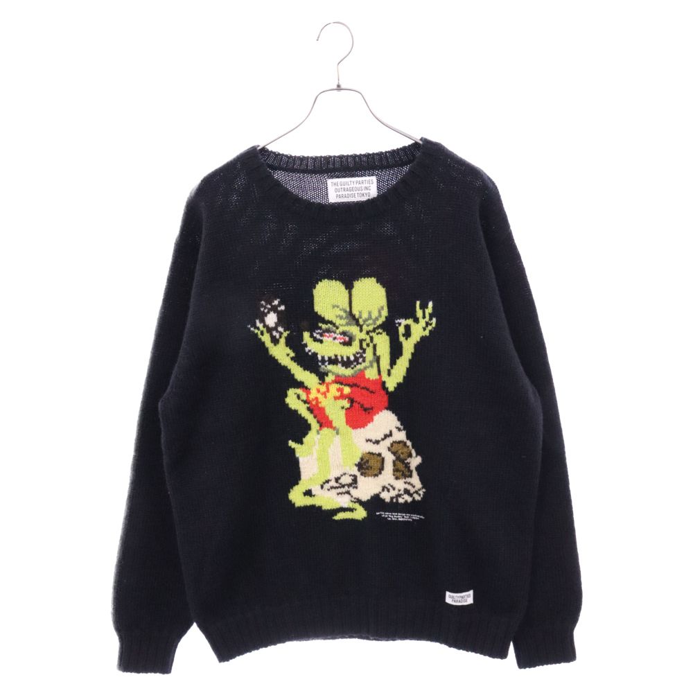 WACKO MARIA (ワコマリア) RAT FINK×TIM LEHI ラットフィンク ティムリー クルーネック ニット ブラック RF-TIMLEHI-WM-KN01