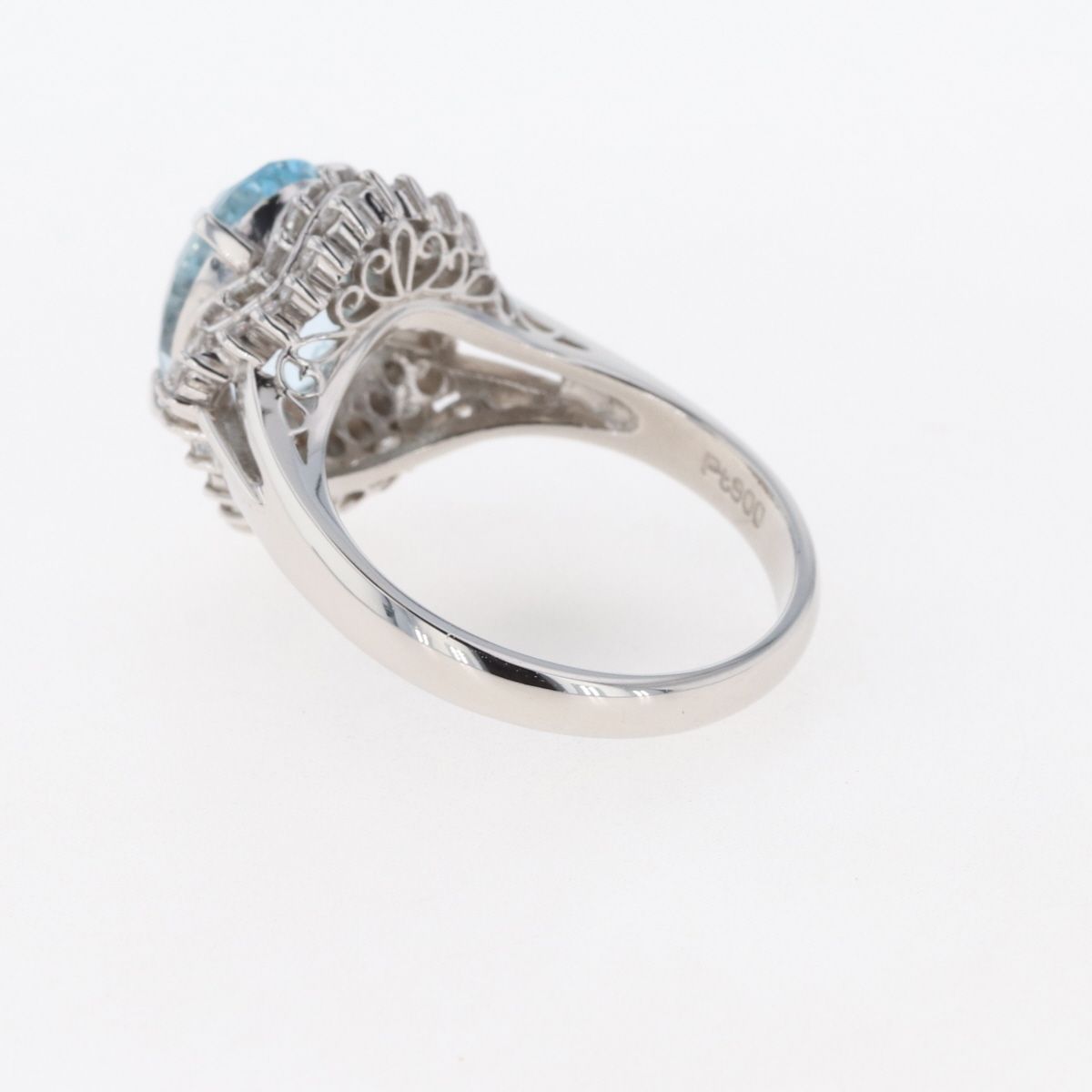 ブルートパーズ デザインリング プラチナ メレダイヤ 指輪 リング 12号 