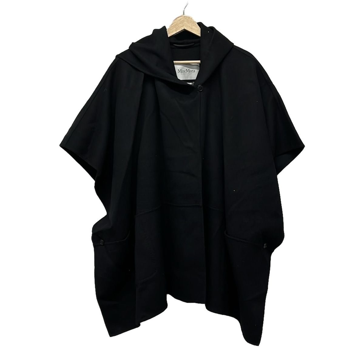 Max Mara マックスマーラ ポンチョ サイズJ 38 レディース - 黒 フード付き ウール