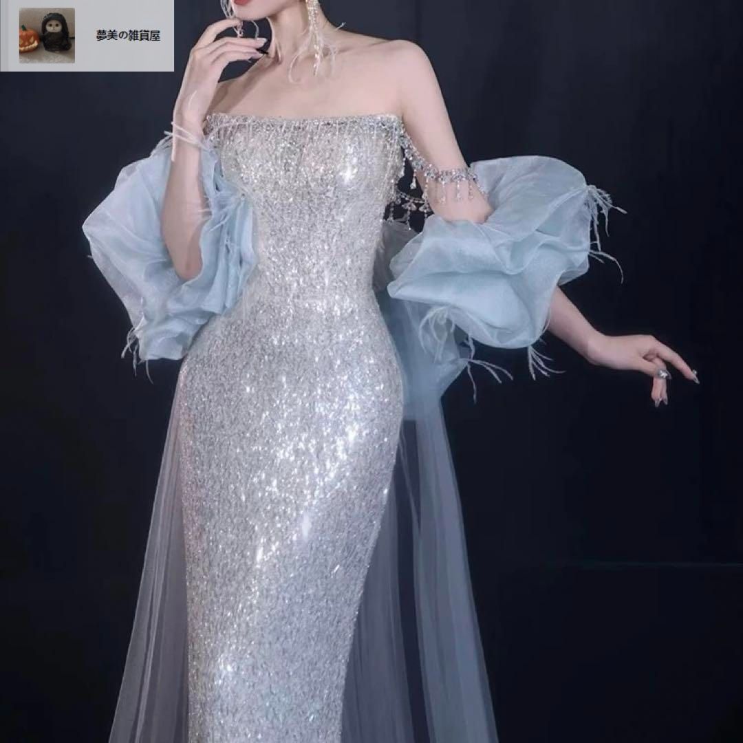 即日発送。 レディースファッション スパンコールにビジューがゴージャスなショール付き ドレス