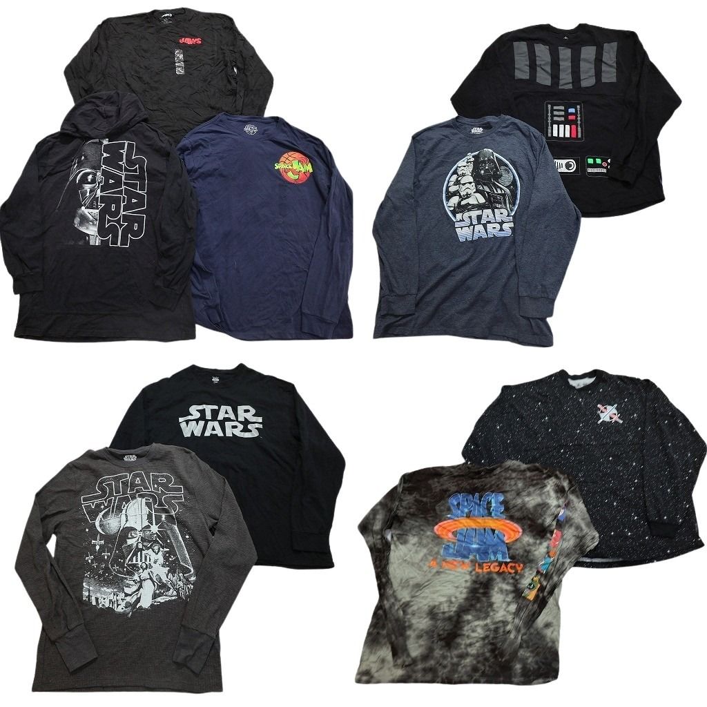 古着卸 まとめ売り 映画・ドラマ 長袖Tシャツ 9枚セット (メンズ XL /2XL ) スターウォーズ ジョーズ 中古 古着 NC0441