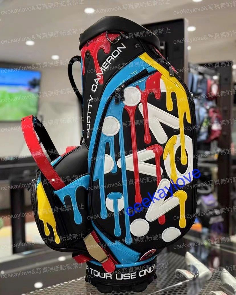  キャディバッグ スコッティ キャメロン タイトリスト ゴルフバッグ 9型 約5kg 6分割 合成皮革 油絵柄 サークルT カートバッグ ゴルフバッグ キャディバッグ ゴルフ