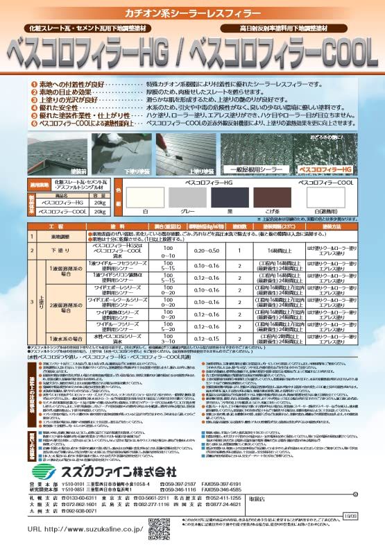 スズカファイン 水性塗料 下地調整塗材 ベスコロフィラーHG 黒 20kg