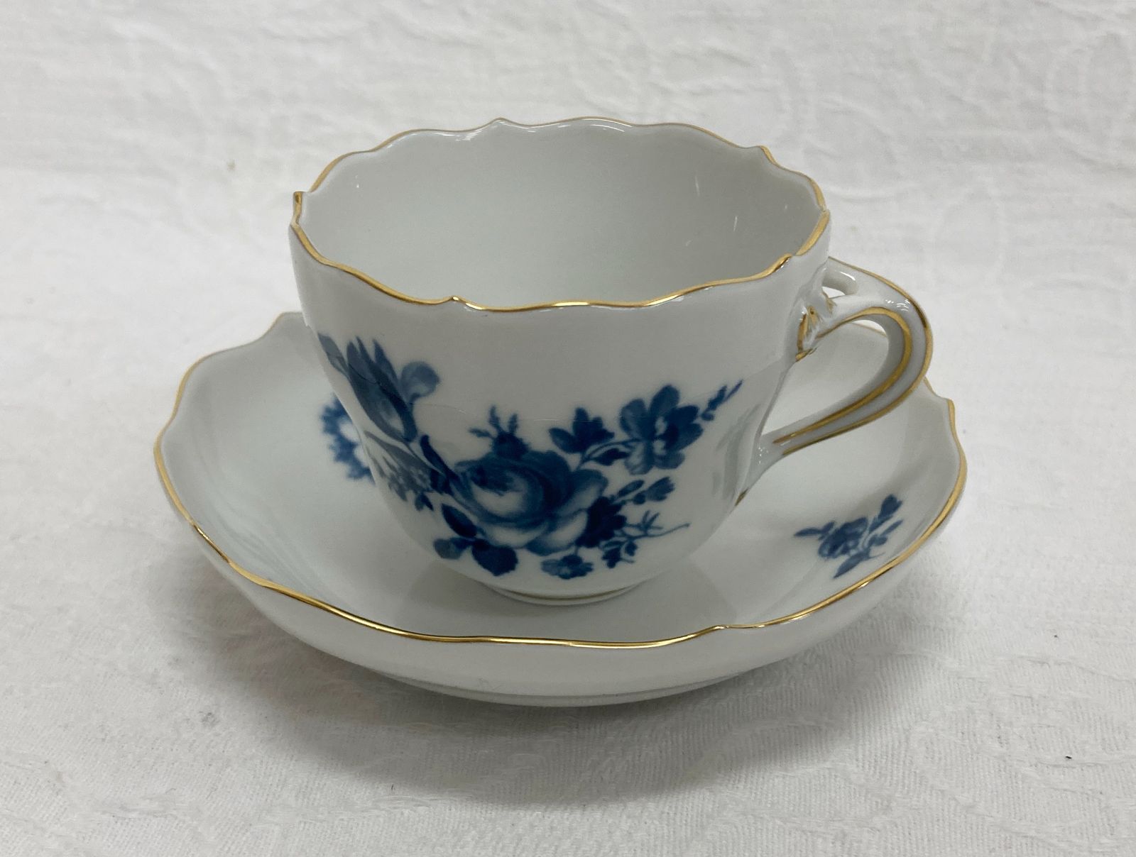 〇 マイセン MEISSEN デミタス カップ＆ソーサー ブルーフラワー 金彩 Cup Saucer 花柄 染付 青花 ドイツ陶磁器