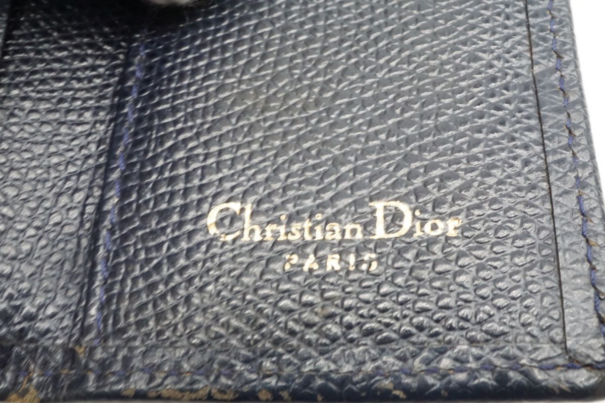 クリスチャン ディオール ヴィンテージ 5連 キーケース キーホルダー CDロゴ Unisex レザー 紺 ネイビー Christian Dior 9127k