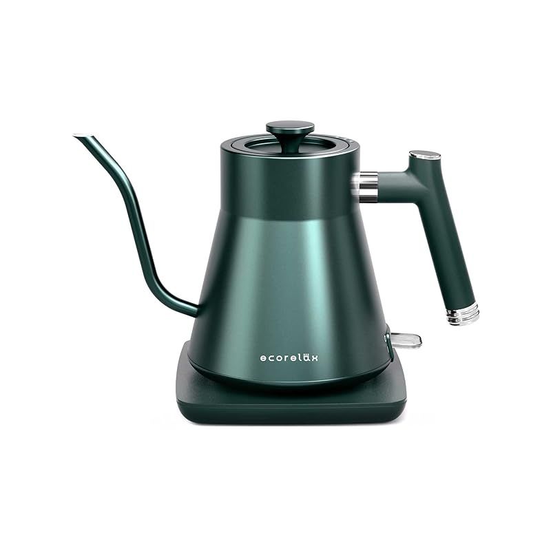 ECORELAX 電気ケトル 小型 電気ポット 小型 湯沸かしポット 小型 深緑 濃いグリーン 0.8L ケトル 電気コーヒーケトル コーヒーポット ドリップケトル 細口ケトル 湯沸かしポット 湯沸かしケトル ヤカン クッキングケトル 電子ケトル ちょ 1